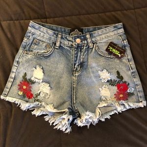 High waisted denim shorts